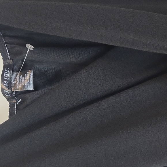 LEMITE Black Wrap Top Adjustable Strap Waist Sash Wide Acordian Leg Jumpsuit - Picture 5 of 16